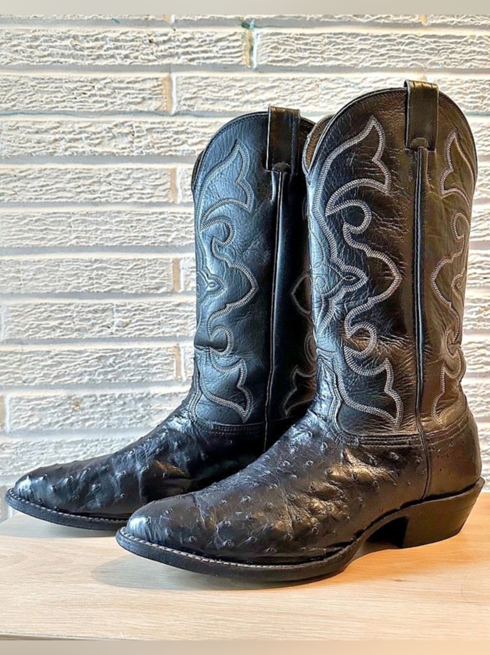 Full Quill Ostrich Leather Cowboy Boots/Western Stitching Shaft/Mens Size 10XE